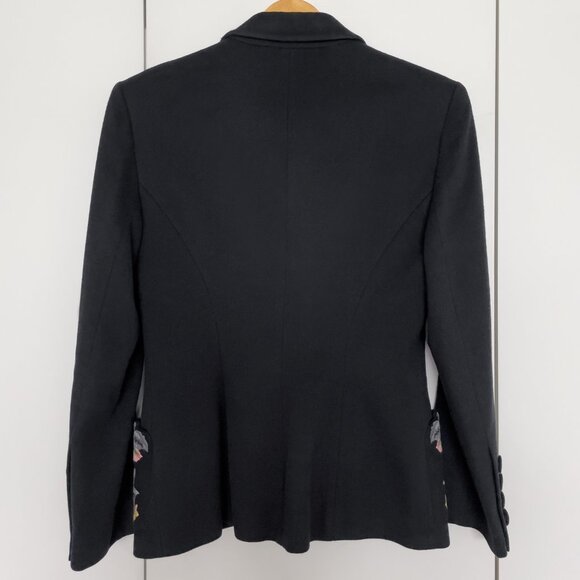 LOLITA LEMPICKA Wool Blazer Jacket With Embroidered Flowers on Pockets - Picture 2 of 6